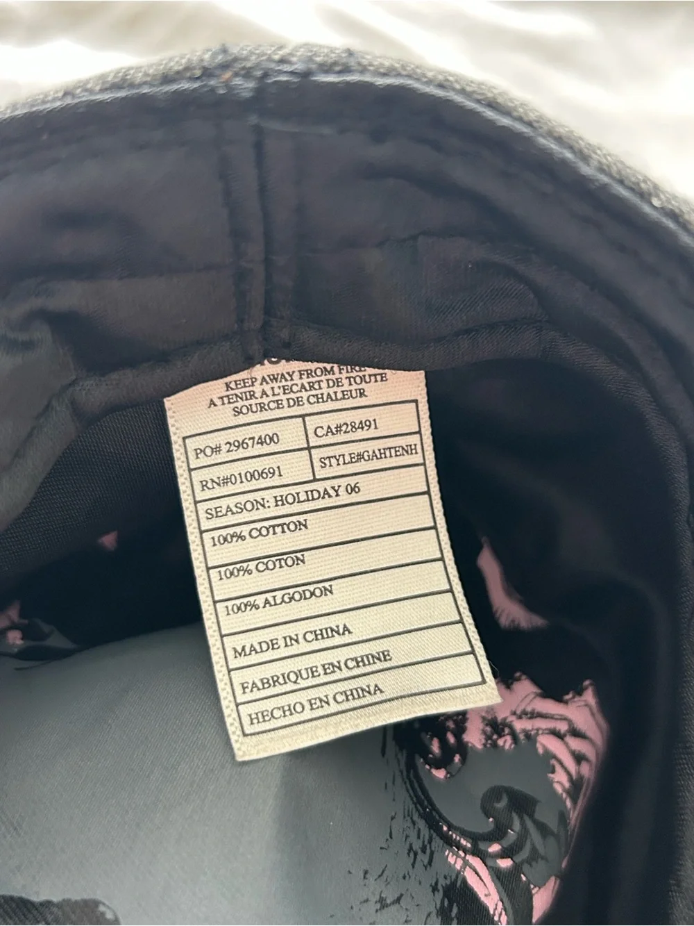 Y2K 2006 Hurley Black 100% Cotton Cadet Cap with Pink Logo